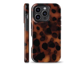 Custodia rigida in tartaruga scura adatta per iPhone 17 Pro Max, 15 Plus, 14, 13, Samsung S25, S24, A56, A16, Google Pixel 10, 9