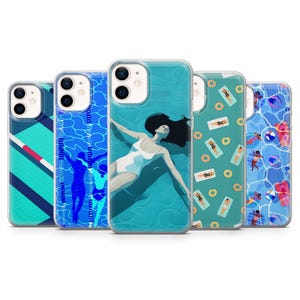 Schwimmbad Art Handyhülle für iPhone 16 Pro Max, 15, 14 Plus, 13, 12, 11, XR & Samsung S26, S25, A56, A16, Pixel 9, 8 Pro