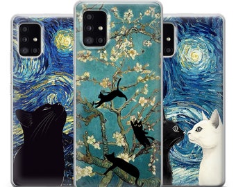Vincent Van Gogh Funny Cat Phone Case fit Samsung S26 Ultra, S25 FE, S24, S23, S22, Galaxy A17, A16, Samsung A57, A56, A55, Samsung A37, A36