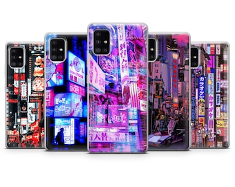 Tokyo Nights Phone Case Cyberpunk Neon City Cover for Samsung S26 Ultra, S25 FE, S24, S23, Galaxy S22, A57, A56, A55, A37, A36, A17, A16
