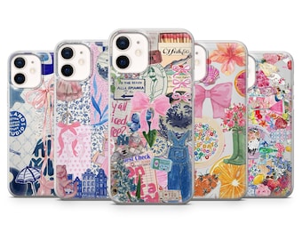 Custodia per telefono Coquette Collage, estetica preppy per iPhone 17 Pro Max, 16e, 15, 14, 12 e Samsung S25 Ultra, S24 FE, A56, Pixel 10 XL, 9a, 8
