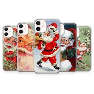 Retro Santa Handyhülle Weihnachtshülle für iPhone 16 Pro Max, 15, 14 Plus, 13, 12, 11, XR & Samsung S25, S24, A56, A16, Pixel 9 Pro, 8