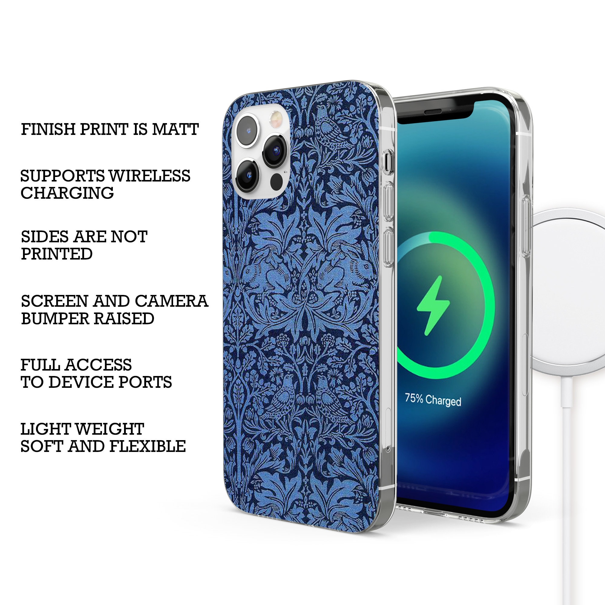 Custodia Portafoglio Personalizzata Per IPhone Con Design William Morris - Fiori, Arte Vittoriana - Tirita
