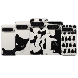 Custodia per telefono con gatto nero compatibile con Google Pixel 10, Pixel 9 Pro XL, Pixel 8, Pixel 7, Pixel 6A, Pixel 5, OnePlus 11, OnePlus 10 Pro, OnePlus 9