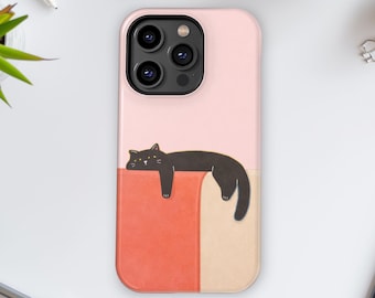 Custodia con gatto nero e meme per iPhone 17 Pro Max, 16 Plus, 15, 14, Samsung S25 Ultra, S24, A56, A16, Google Pixel 10, 9