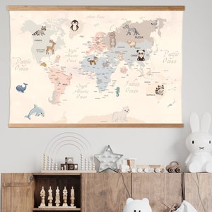 Babyzimmer Karte, Karte mit bunten Farben, Kinderzimmer Wandbild, Kinderzimmer Wanddeko, Kinderzimmer Wanddeko