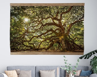 Angel Oak Canvas Print / Majestuosa decoración de la pared del árbol viejo / Arte de la pared del roble / Decoración de la pared grande / Arte del bosque Arte moderno de la naturaleza