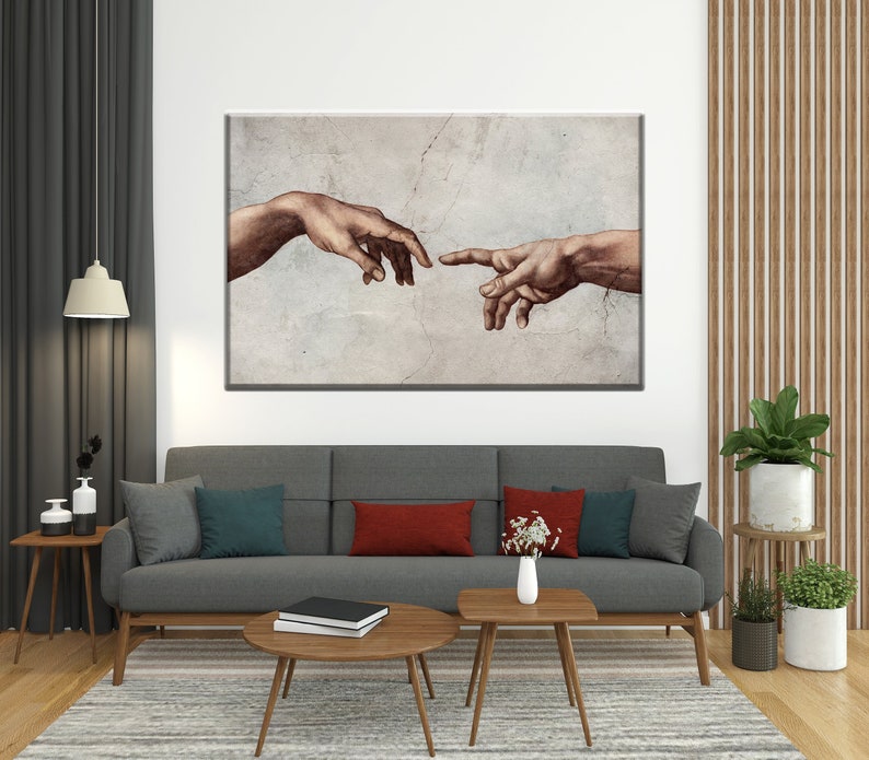 Michelangelo the Creation of Adam Reproduction Canvas and - Etsy