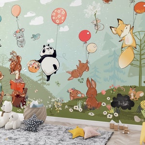 Woodland Nursery Wallpaper: Forest Animals Peel and Stick