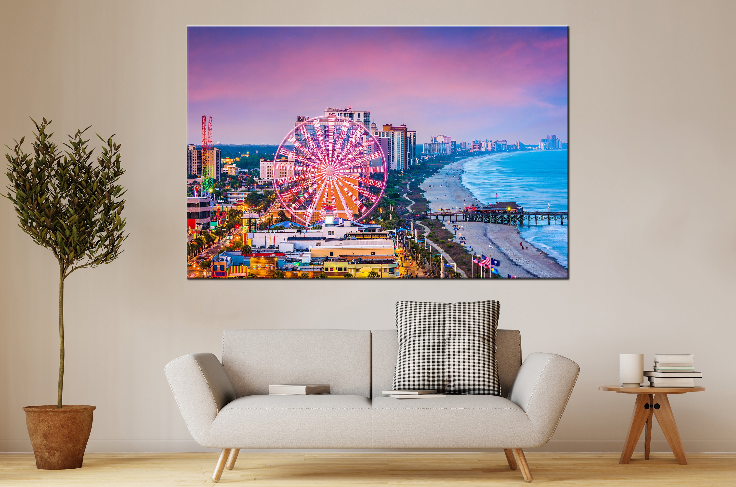 Myrtle Beach Skyline South Carolina Canvas Wall Art Myrtle Etsy