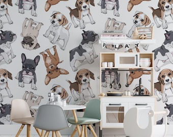 Dog Wallpaper: Removable Nursery Peel and Stick Wallpaper