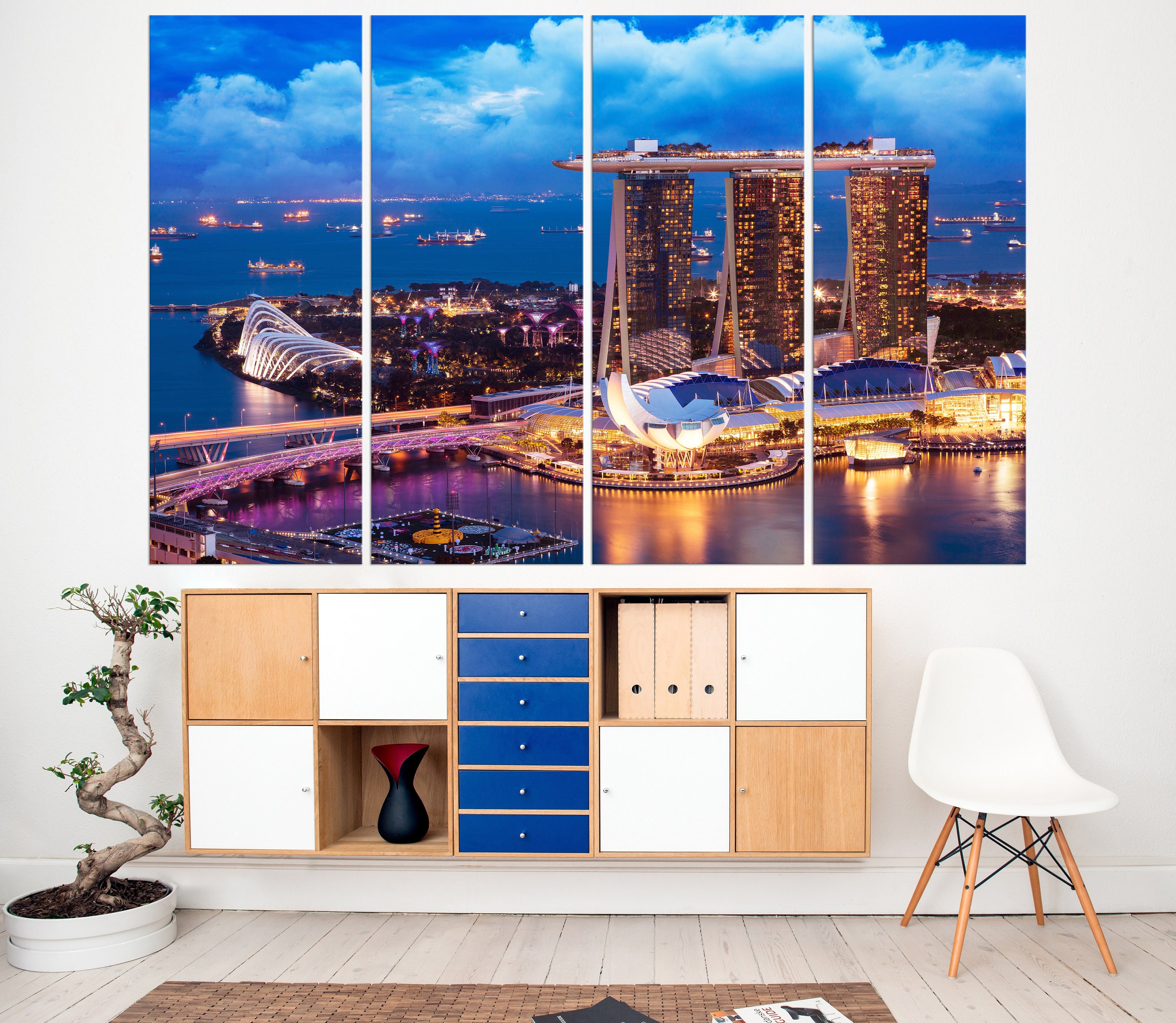 Singapore Canvas Wall Art Singapore Skyline Canvas Art Print Etsy