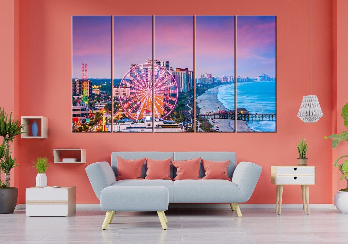 Myrtle Beach Skyline South Carolina Canvas Wall Art Myrtle Etsy