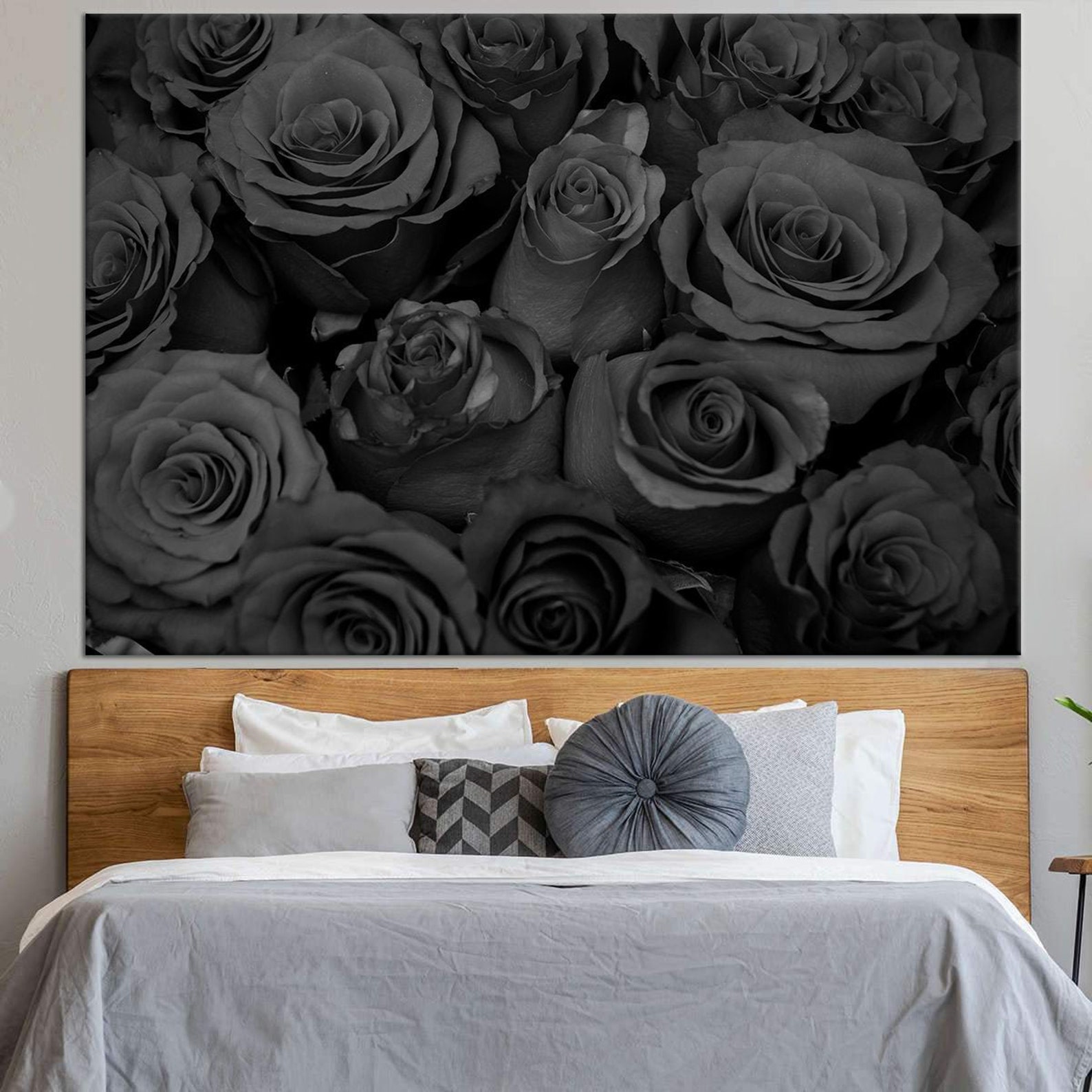 Black Rose Canvas Flower Print Botanical Printed Wall Art Etsy
