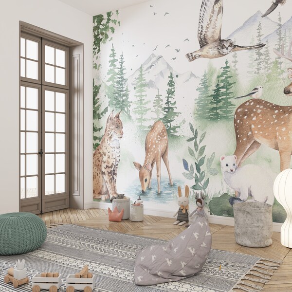 Woodland Nursery Wallpaper Etsy