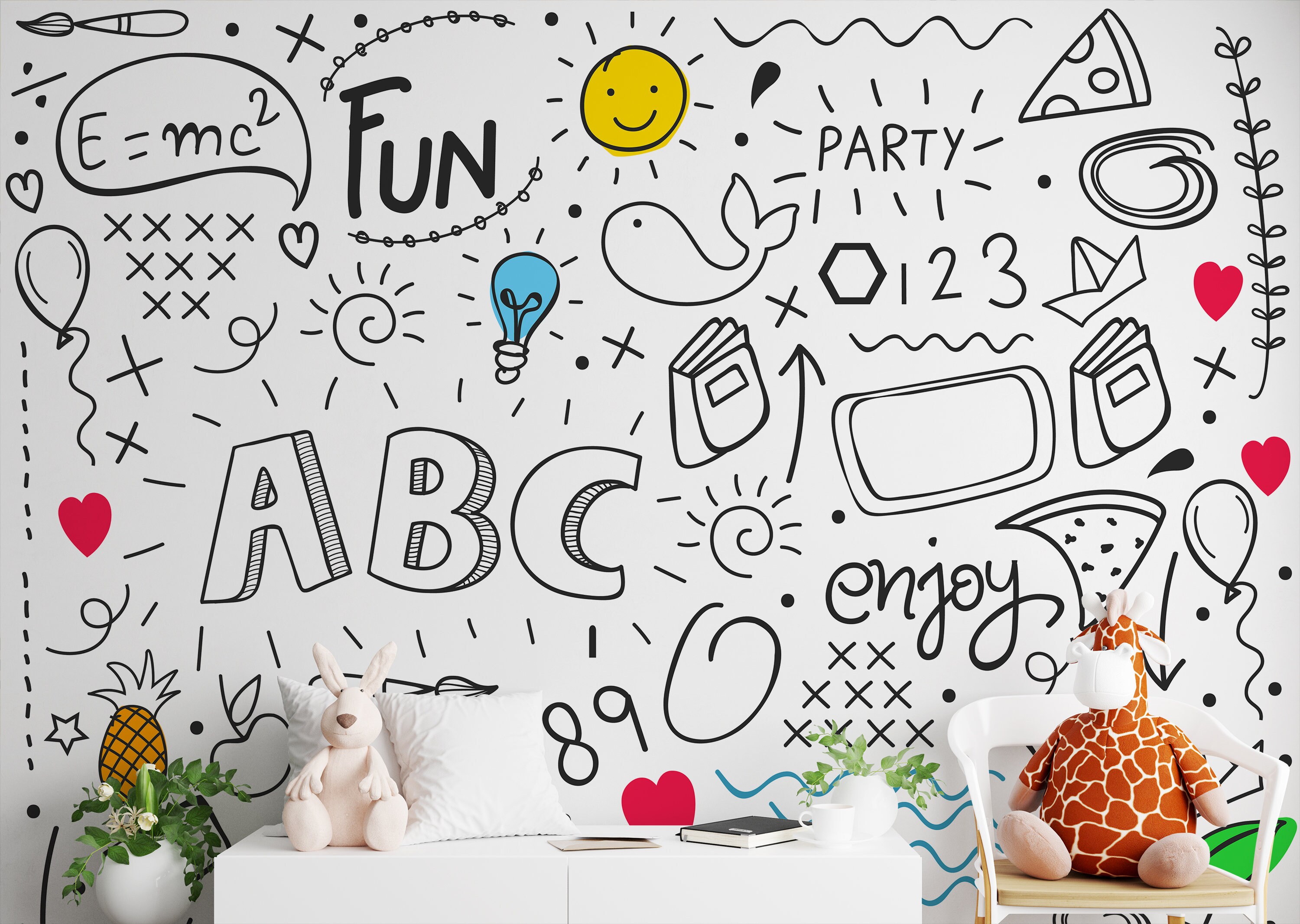 ABC Peel and Stick Wallpaper, Alphabet Removable Wallpaper, ABC ...