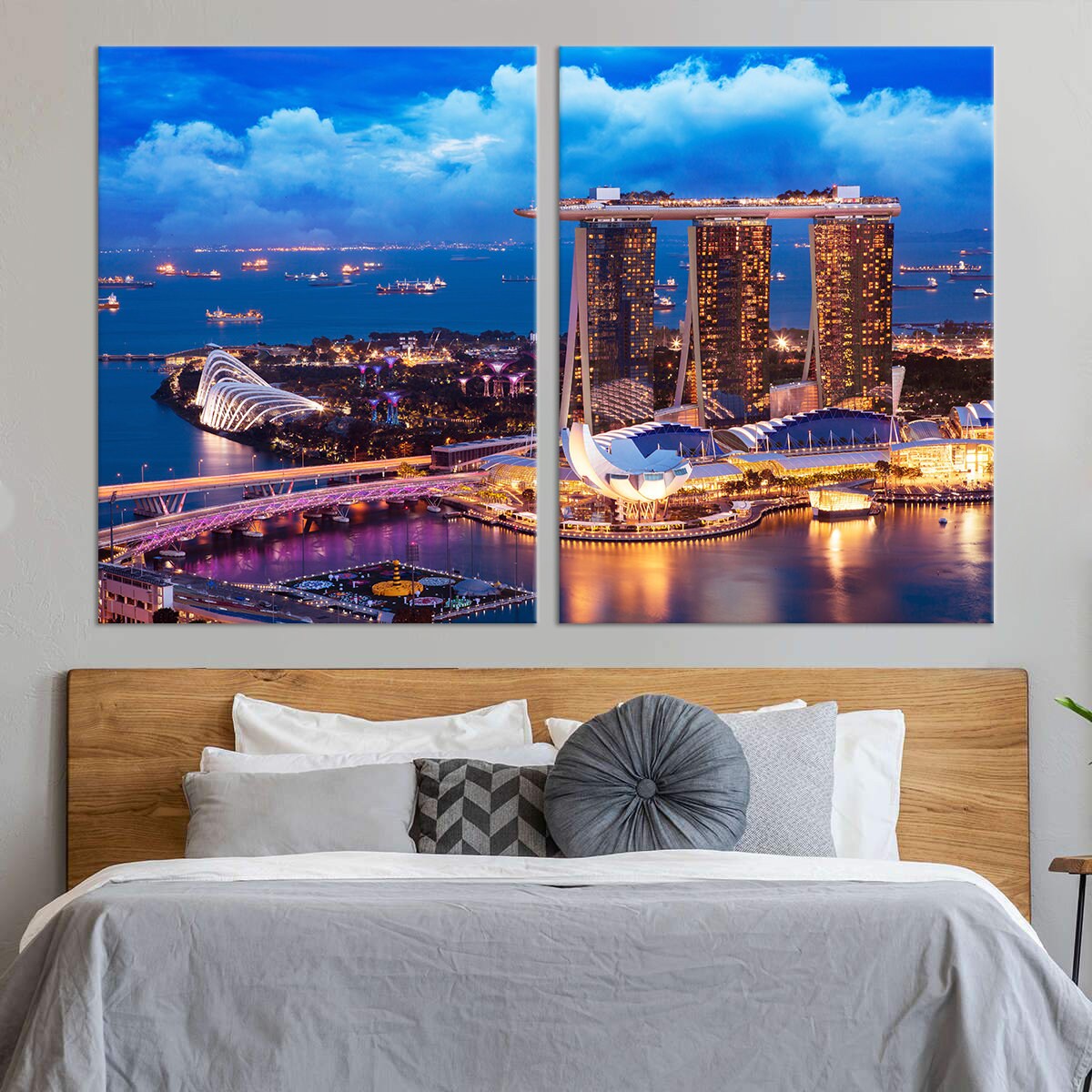 Singapore Canvas Wall Art Singapore Skyline Canvas Art Print Etsy