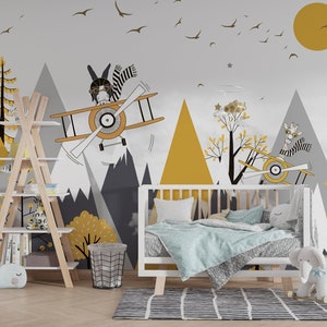 Peel and Stick Kids Wallpaper Space and Mountain Nursery Wall Mural ...