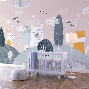 Watercolor Happy Animals Wallpaper Kids Animal With - Etsy