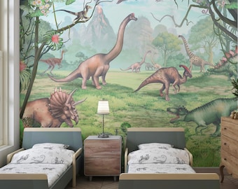 Dinosaur Wallpaper Mural: Prehistory Dino Design, Kids Nursery Decor