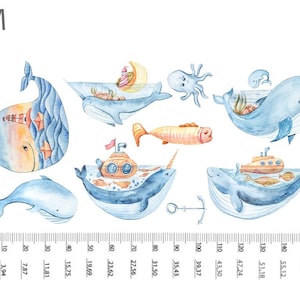 Whale Wall Decal: Ocean Nursery Decor Stickers