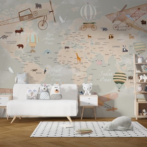Weltkarte Wandbild, Weltkarte fürs Kinderzimmer, Spanische Weltkarte Italiano Weltkarte Français Weltkarte Weltkarte für