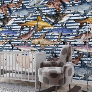 Vintage Fish Wallpaper: Peel and Stick Removable Wall Mural