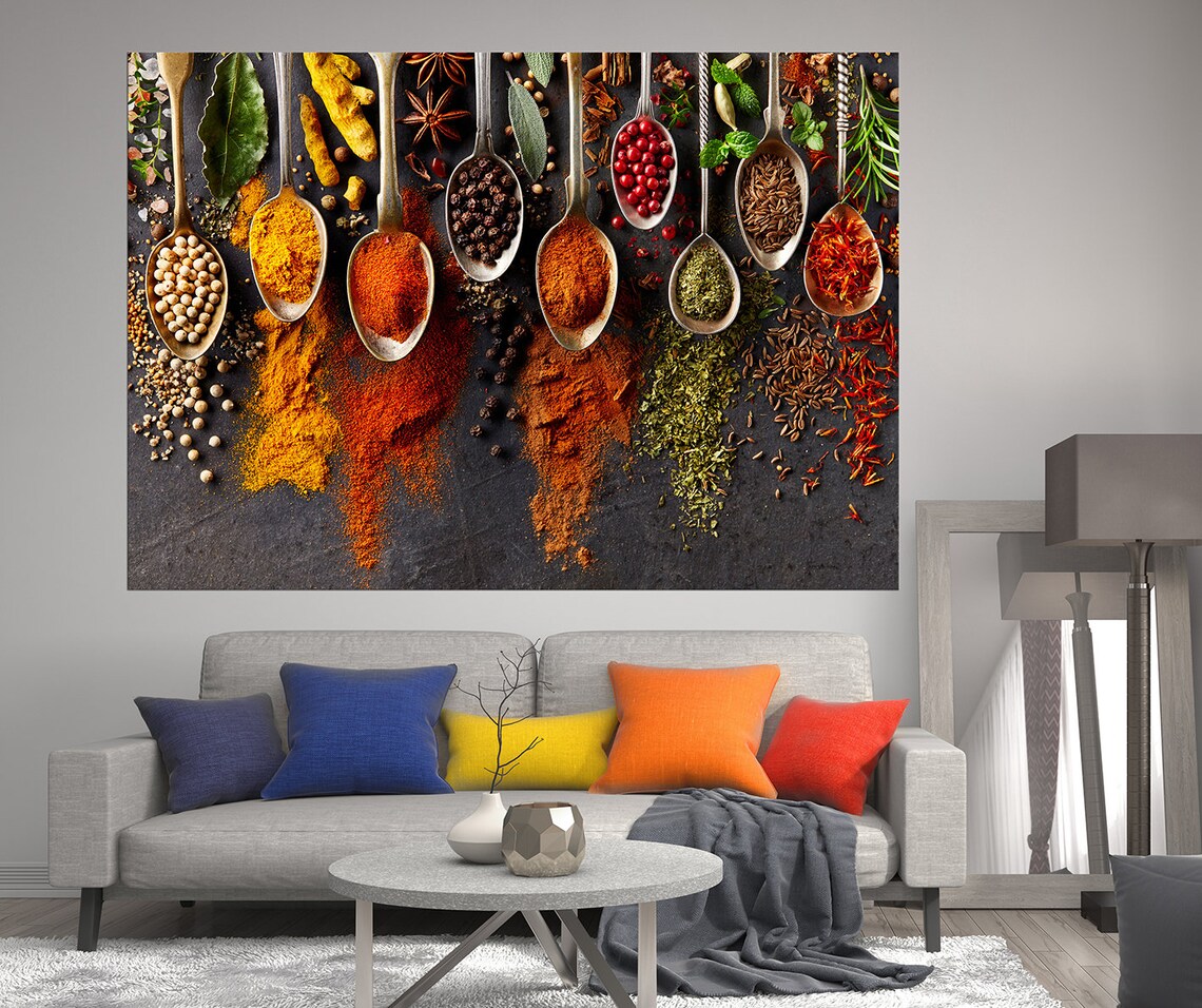 Spices Kitchen Art Print Extra Large Wall Art Canvas Etsy