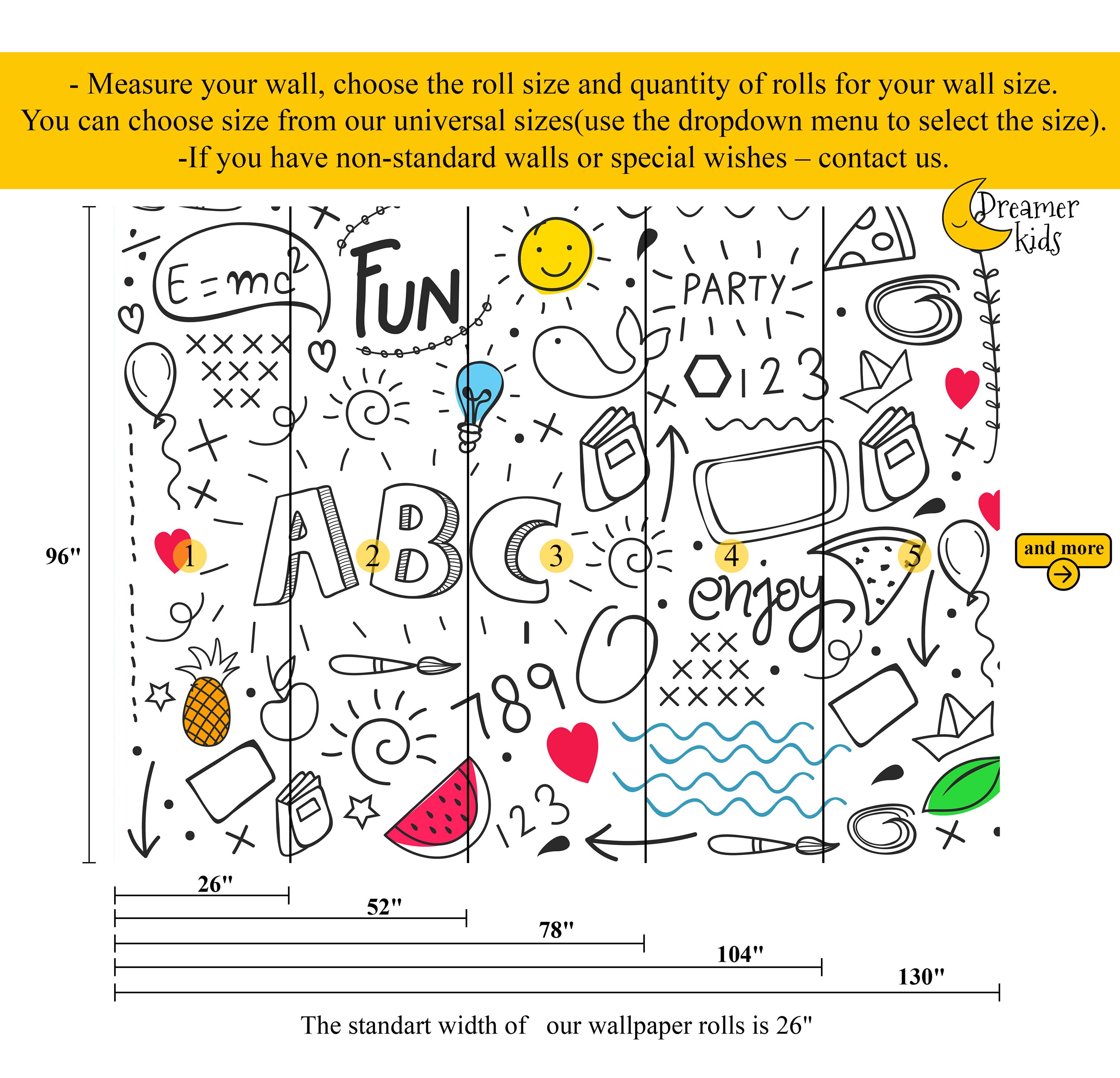 ABC Peel and Stick Wallpaper, Alphabet Removable Wallpaper, ABC ...