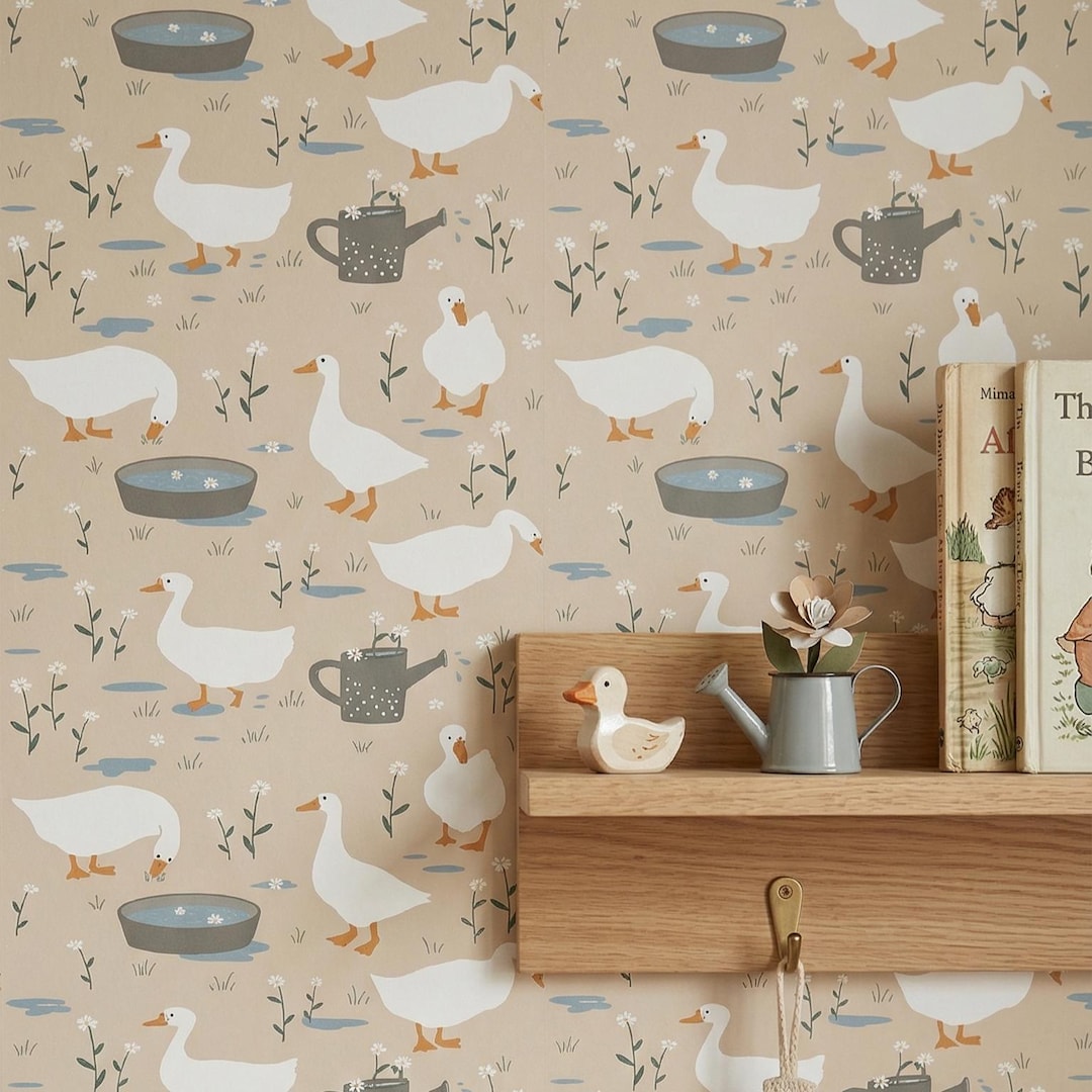 Goose Wallpaper for Nursery, Farmhouse Wall Mural for Kids Bedroom ...