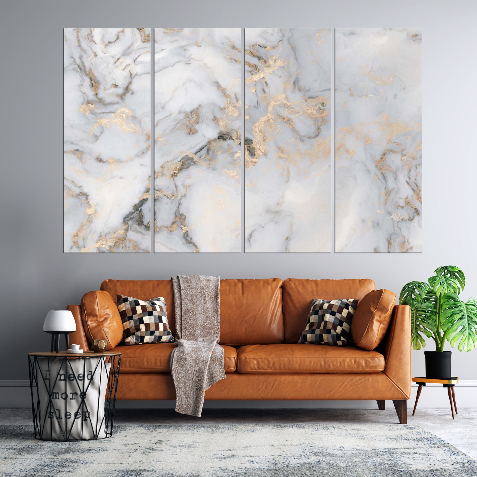 Grey Wall Art 5 Panels Large Marble Canvas Art 3 Panels Etsy