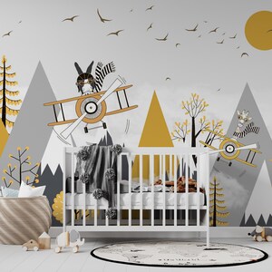 Peel and Stick Kids Wallpaper Space and Mountain Nursery Wall Mural ...