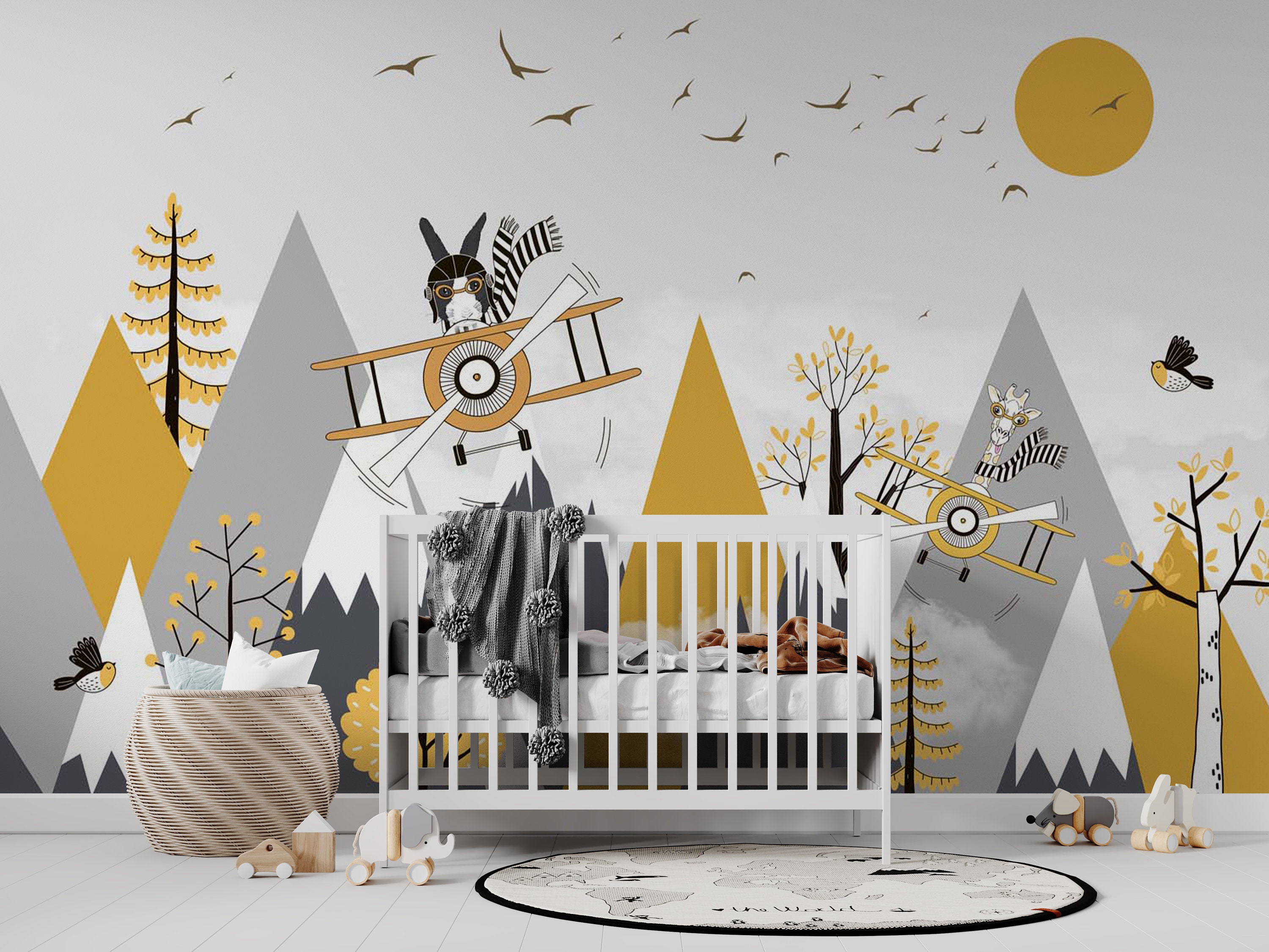 Peel and Stick Kids Wallpaper Space and Mountain Nursery Wall Mural ...