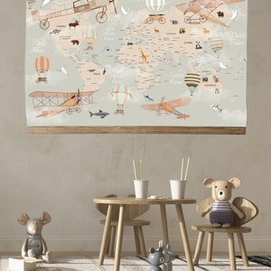 World Map | Kids Wall Decor | Travel Map Decor | Homeschool Decor ...