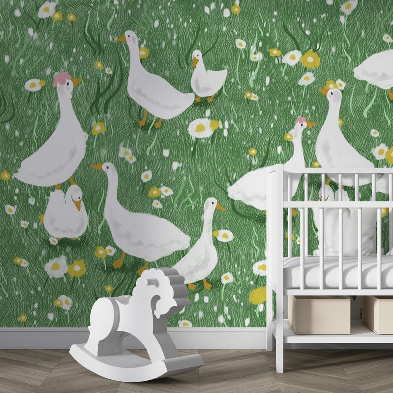 Goose Animals Wallpaper: Vintage Animals Nursery Peel and Stick Mural ...