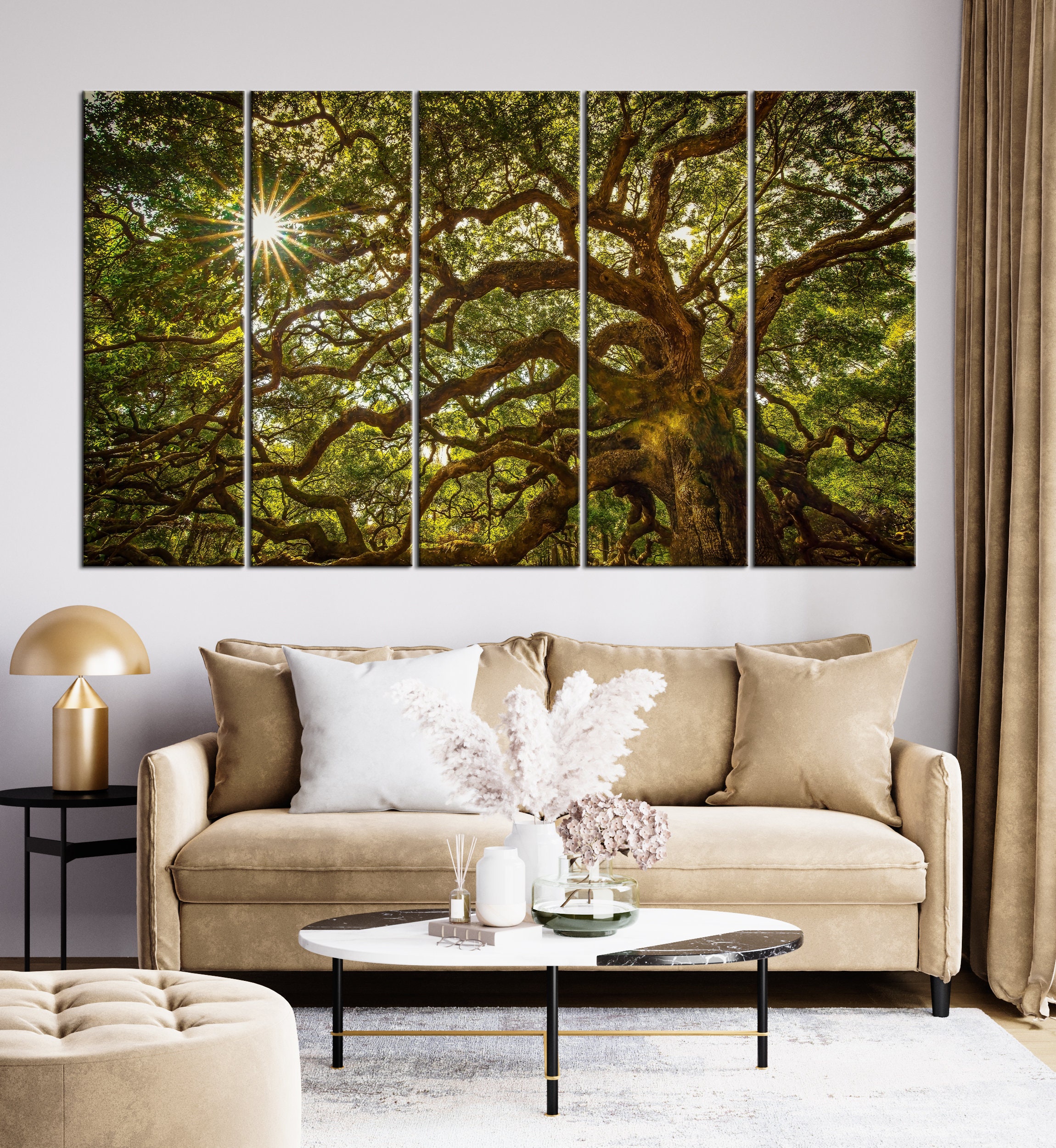 Angel Oak Tree Canvas Print Wall Art brown beige color Etsy