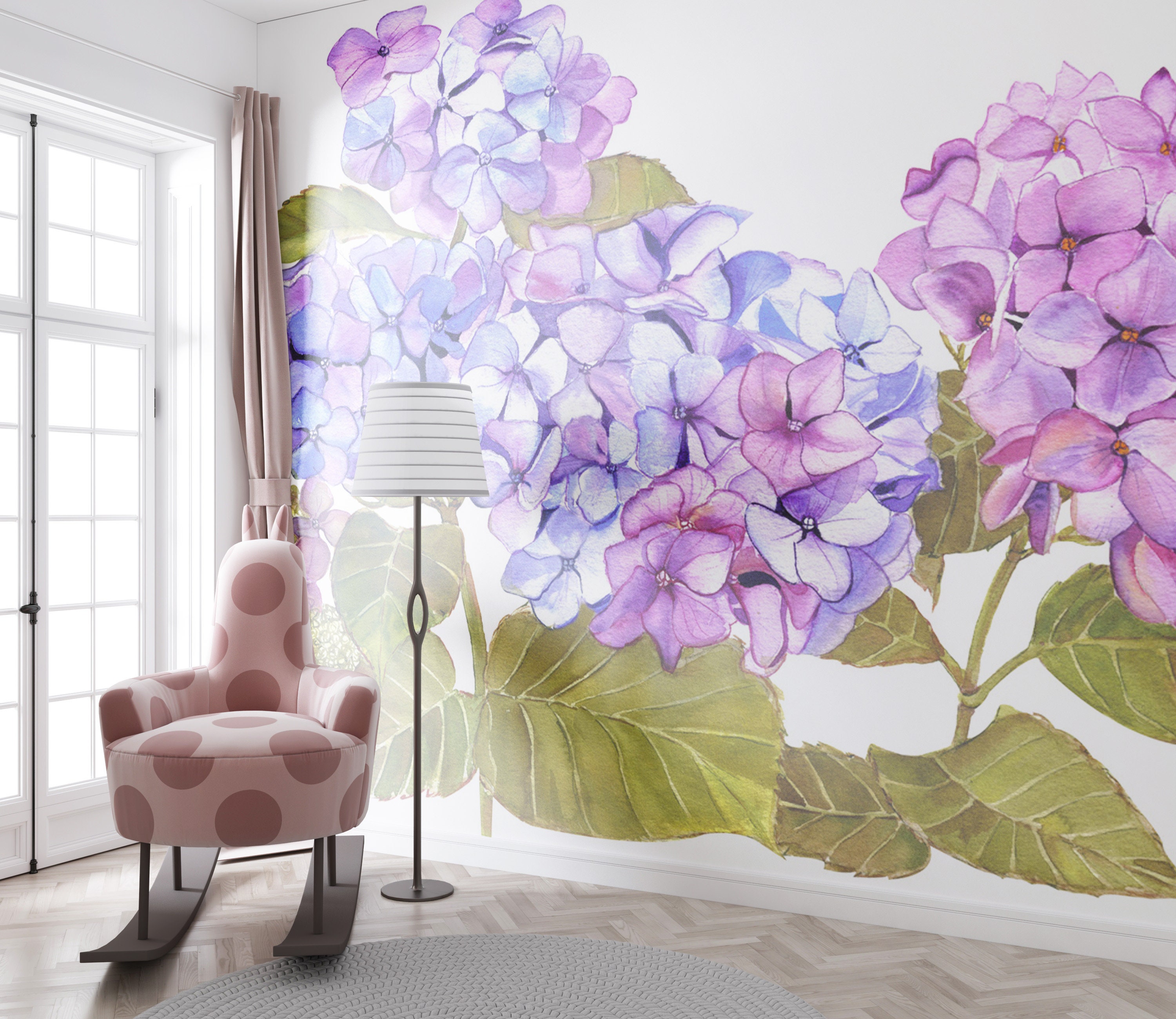 Hydrangea flowers mural wallpaper - TenStickers