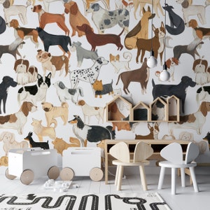 Nursery Pets Wallpaper / Kids Wallpaper / Animal Wallpaper / Dog peel and stick wallpaper vinyl wallpaper wallpaper room