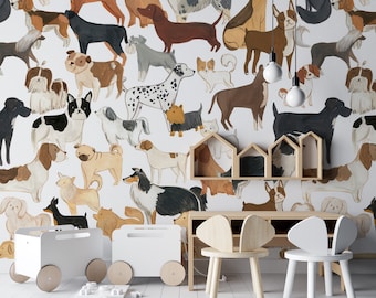 Dog Wallpaper: Nursery Pets Peel and Stick Wallpaper