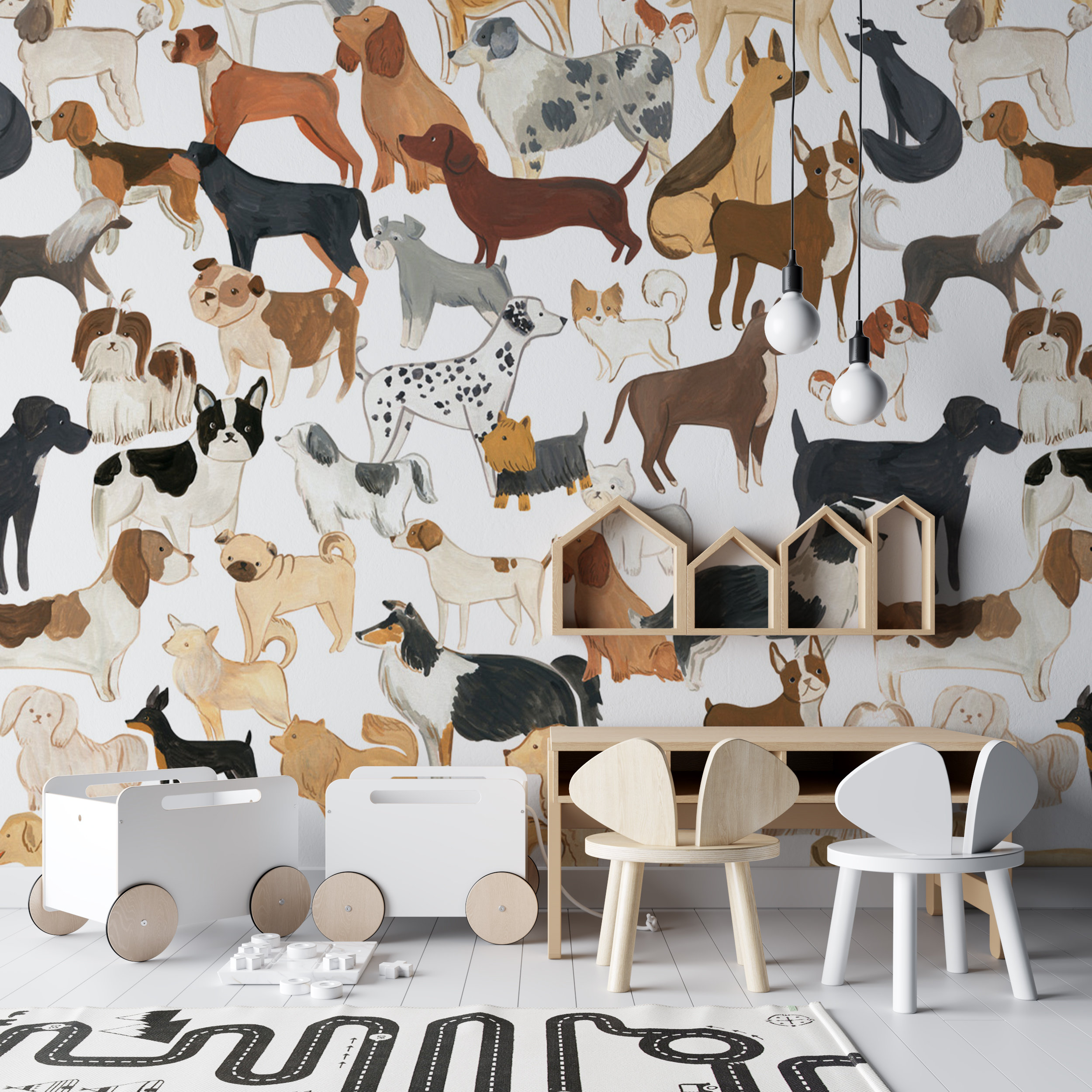 Dog Wallpaper: Nursery Pets Peel and Stick Wallpaper