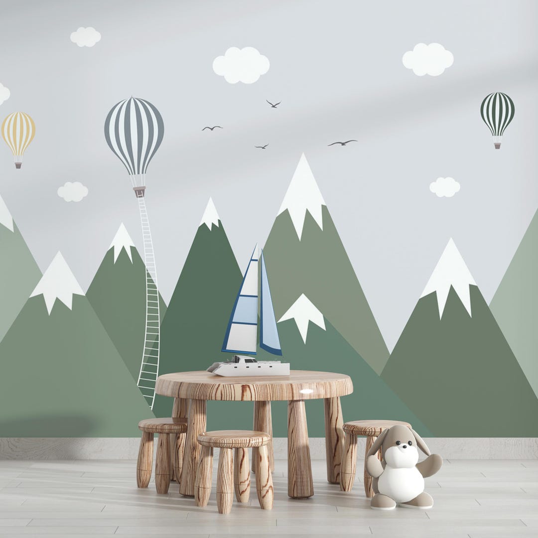 Kids Mountain Wallpaper Nursery Wall Mural, Range Peel and Stick ...