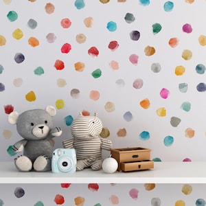 Carta da parati Boho Polka Dot per bambini - Camera da letto, asilo nido, sala giochi, adesivi murali a pois arcobaleno, adesivi murali rimovibili, decorazioni murali per la cameretta dei bambini