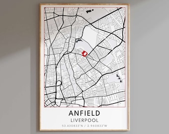 Anfield Stadium Map Print: Liverpool FC Gift