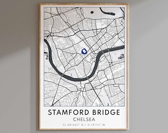 Stamford Bridge Map Print: Chelsea FC Stadium Art