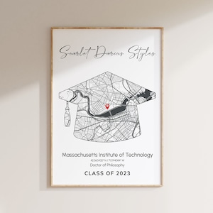 Custom Graduation Gift Print, Personalised University Map, College Leaving Gift Graduation Keepsake Masters, Diploma, PhD Degree Celebration