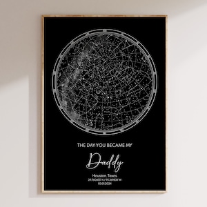 Cadeau imprimable de dernière minute pour papa, carte numérique des étoiles le jour où vous êtes devenu mon papa, art mural cadeau fête des pères pour papa, cadeau personnalisé pour nouveau papa