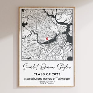 Graduation Gift Map Print, Any University Map, Graduation Keepsake Gift Print, PhD Gift, Graduation Award For Son Daughter, High School Gift