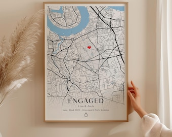 Personalized Engagement Gift for Couple | Custom Map Print with Photo | Proposal Gift | Where We Met Print | Personalized Couple Gift