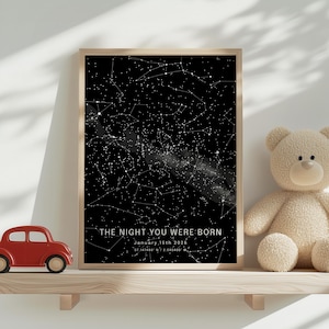 Personalized Baby Star Map Print: Newborn Gift, Birth Date Constellation Poster, Custom Nursery Wall Art, Baby Keepsake Gift for Parents
