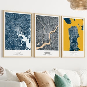 Custom Any City Map Prints, Personalised Wall Art, Posters 3 for 2 Offer, Any City Travel Map Print, Map Posters, Personalised Gift For Home